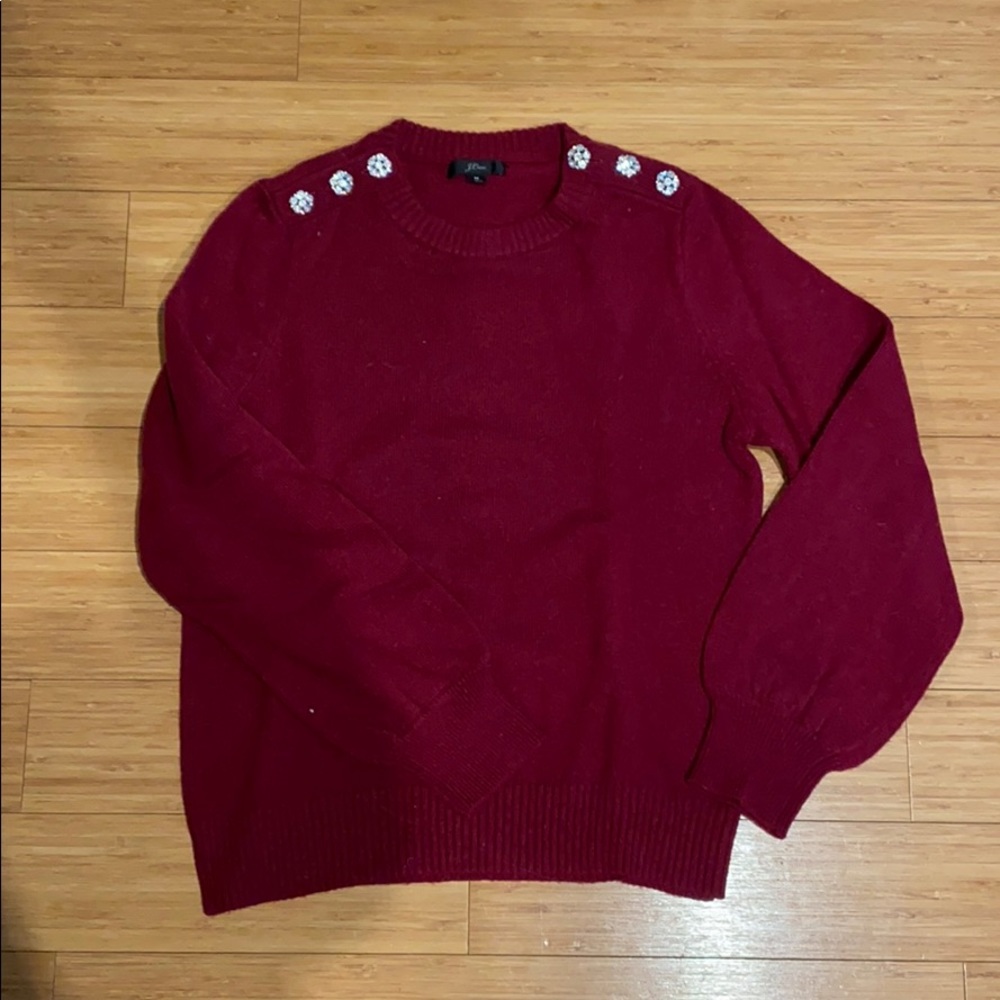 J Crew Sweater with jeweled shoulders - size M